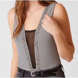 Striped mesh bodysuit